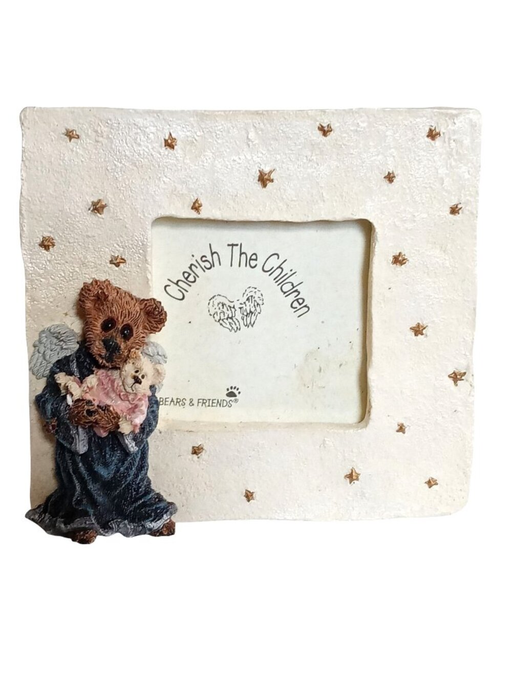 Boyds Bear Mini Photo Frame Charity Angelhug Figure Cherish the Children Vtg